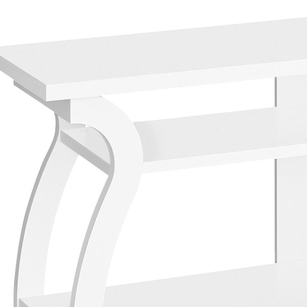 60" White Wood Open Shelving TV Stand