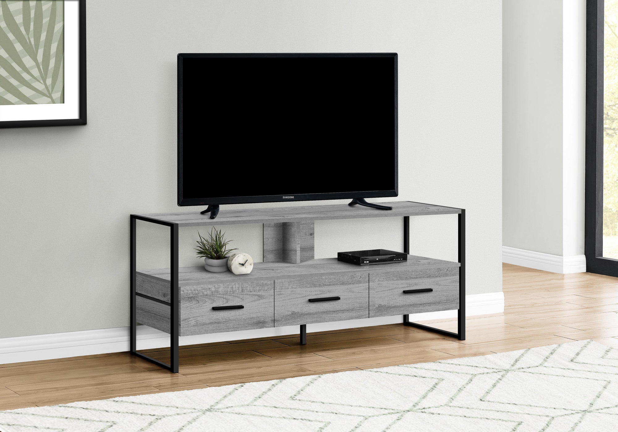 49" Gray Cabinet Enclosed Storage TV Stand