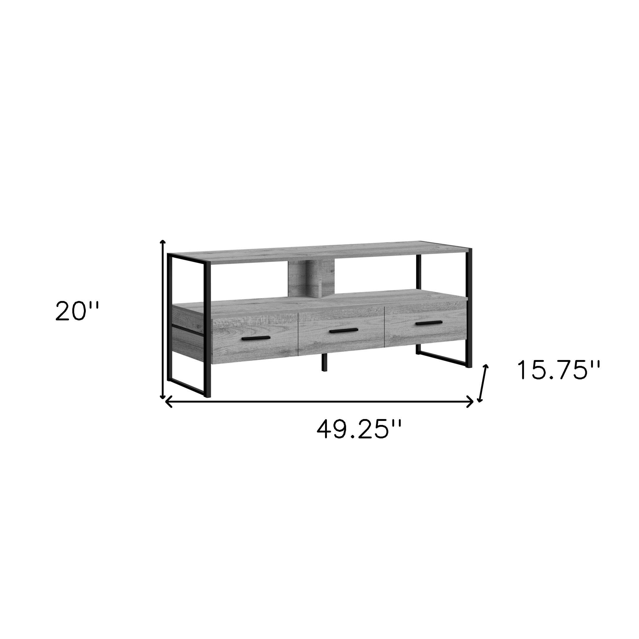 49" Gray Cabinet Enclosed Storage TV Stand