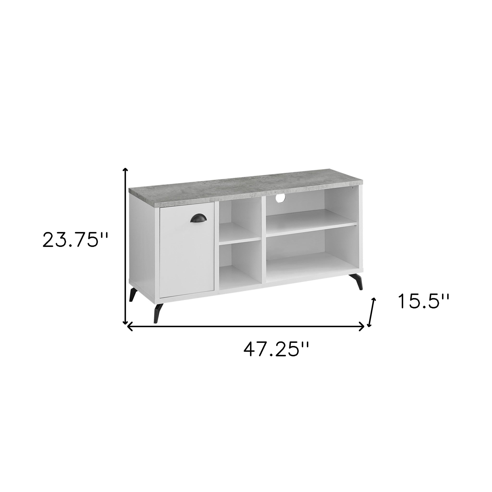 47" Gray And White Rubberwood Enclosed and Open Storage TV Stand