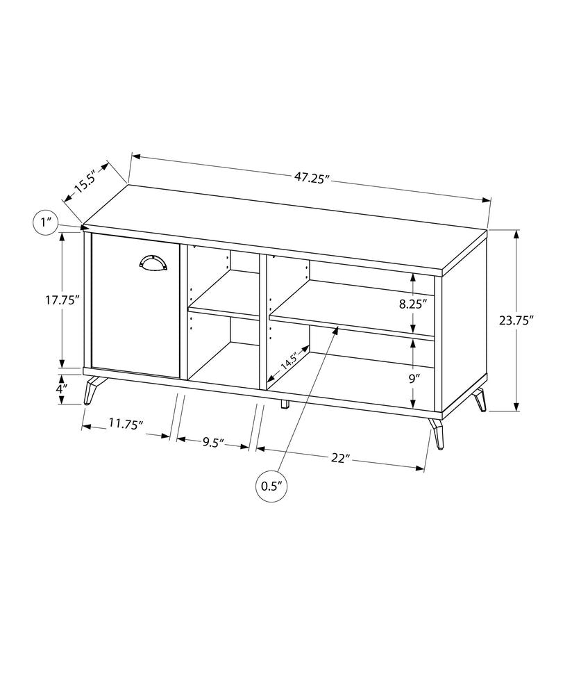47" Gray And White Wood Enclosed and Open Storage TV Stand