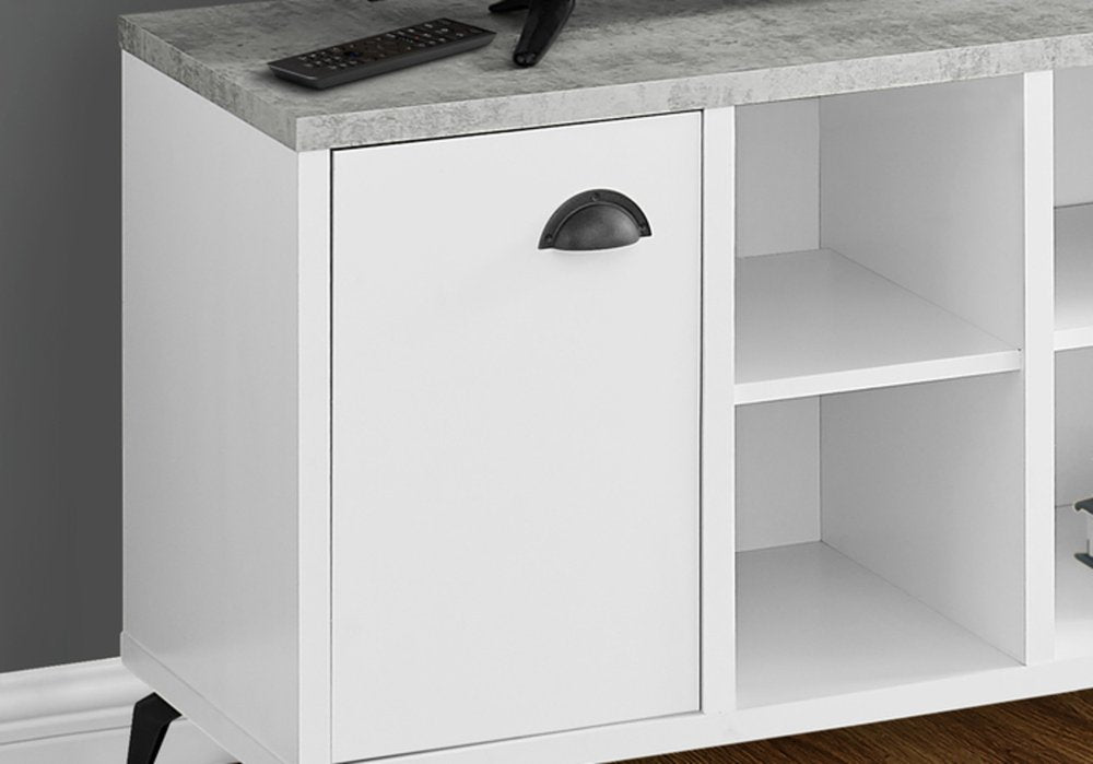 47" Gray And White Wood Enclosed and Open Storage TV Stand