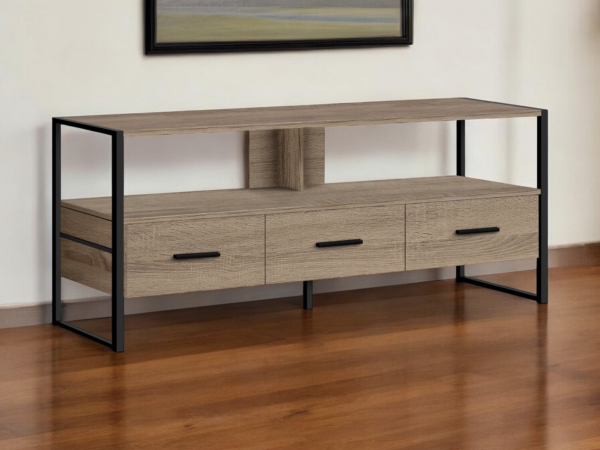 49" Deep Taupe Cabinet Enclosed Storage TV Stand