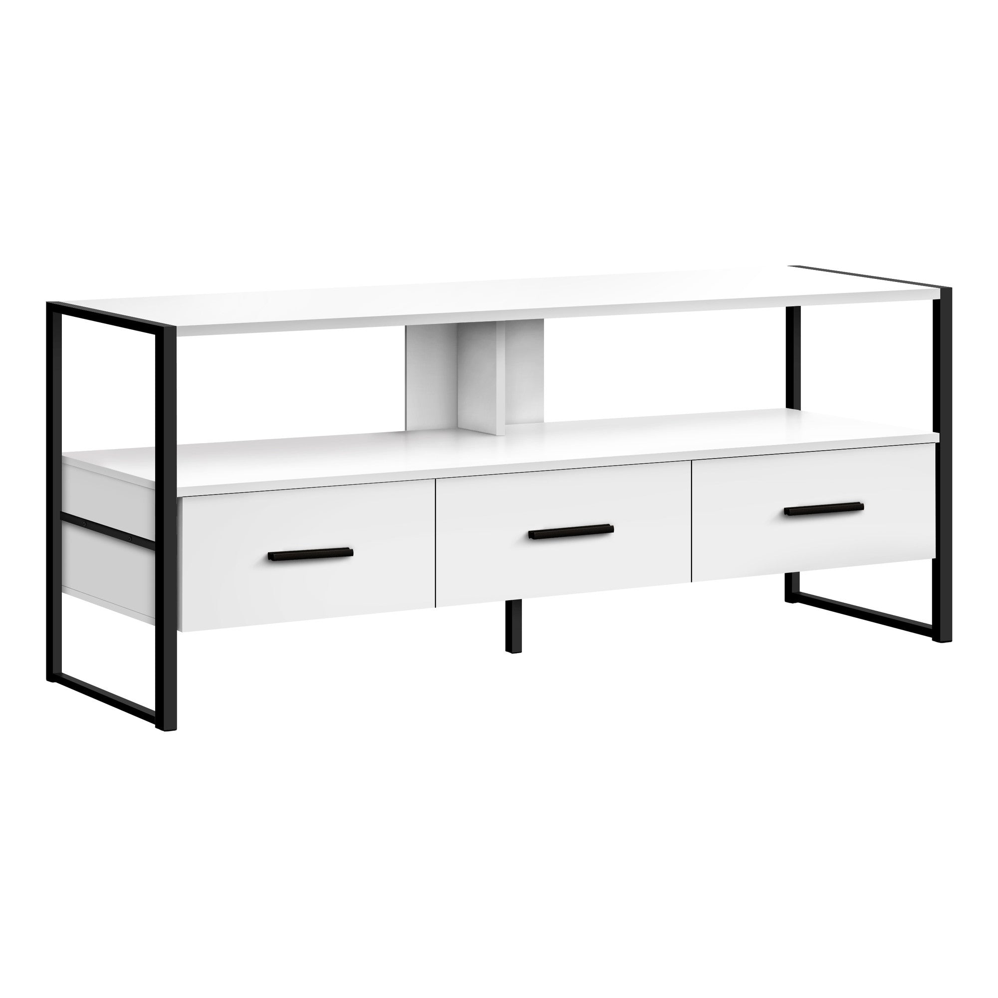 49" White Cabinet Enclosed Storage TV Stand