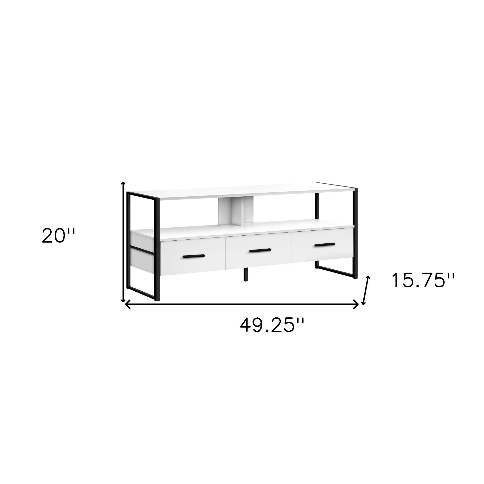 49" White Cabinet Enclosed Storage TV Stand