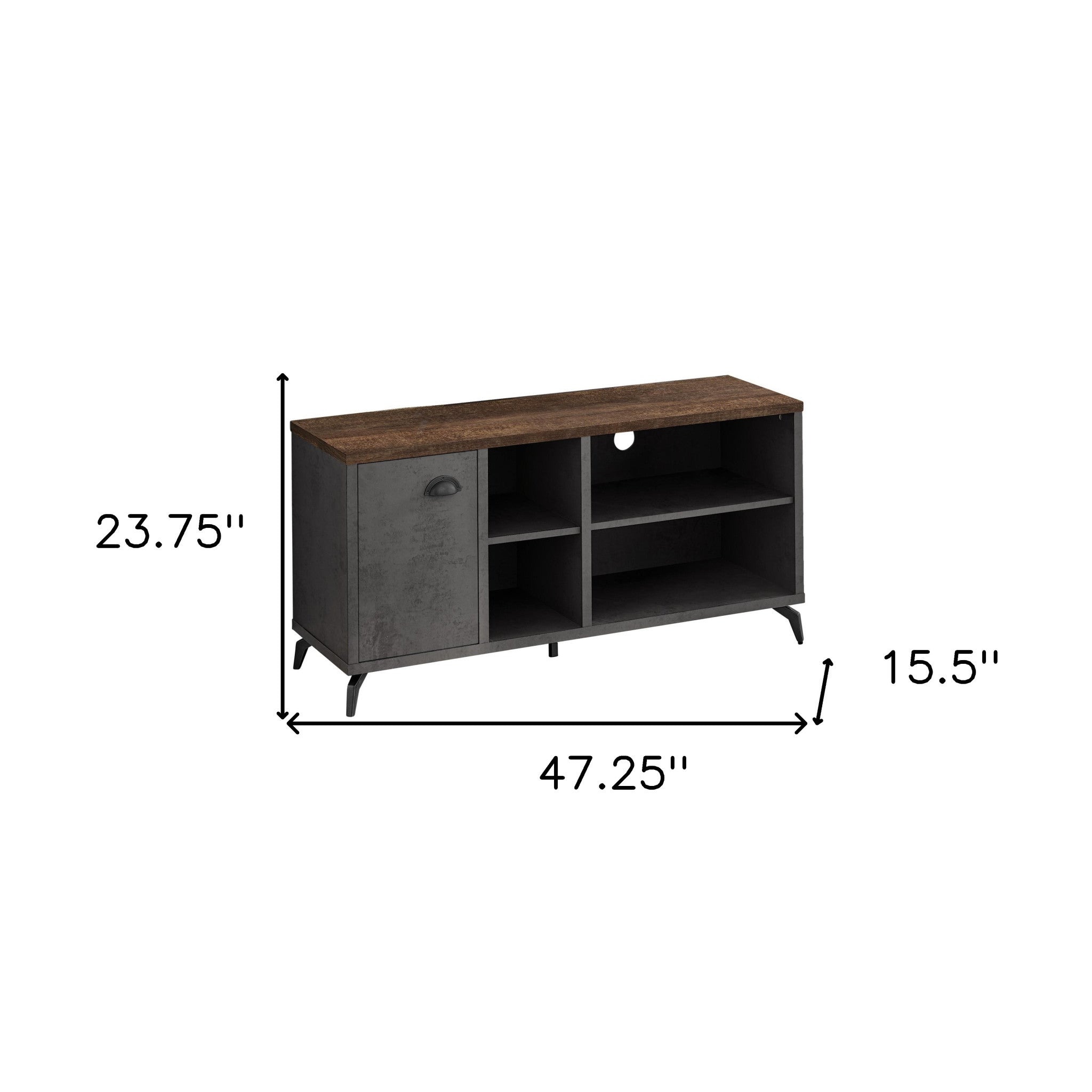 47" Brown And Gray Particle Wood Enclosed and Open Storage TV Stand