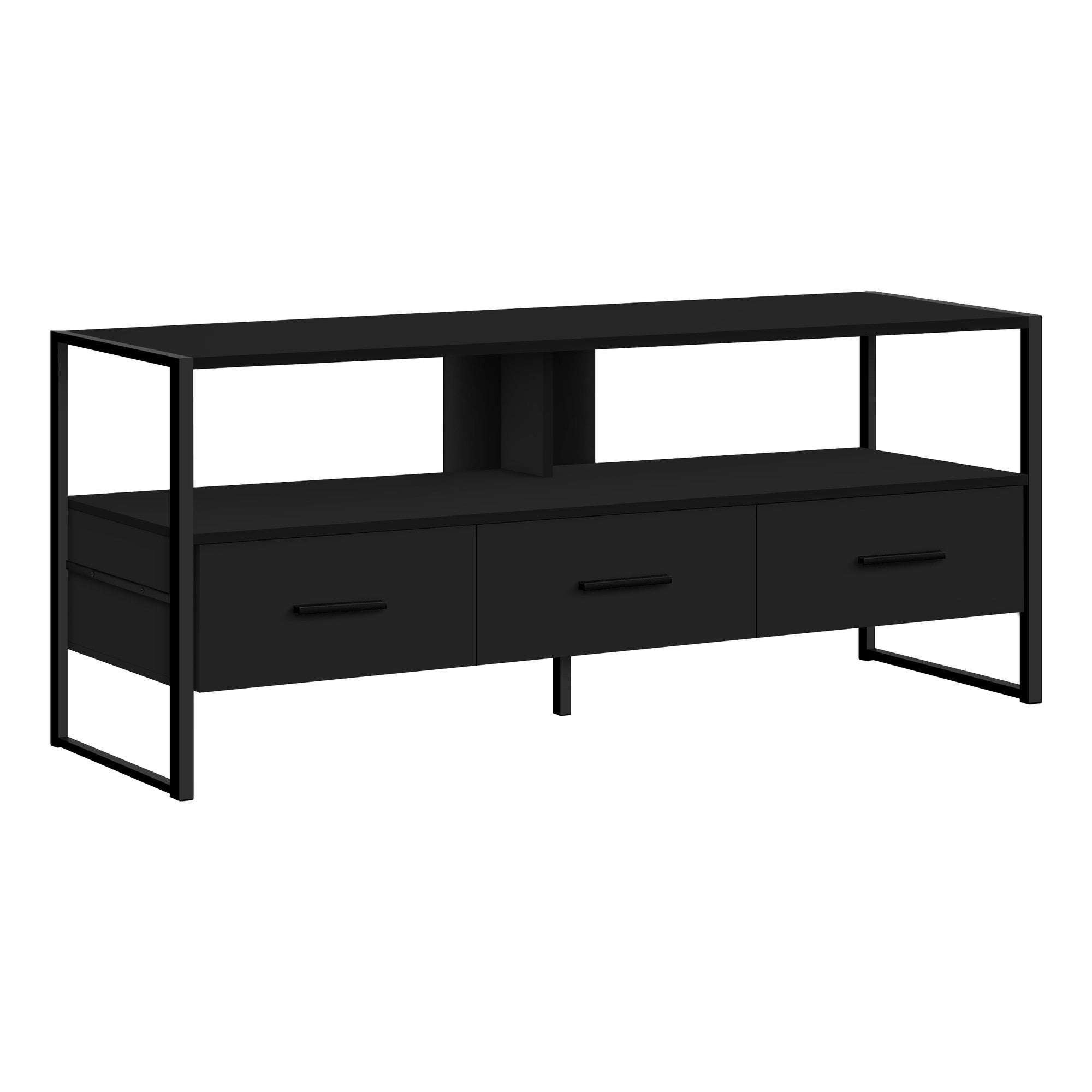 49" Black Cabinet Enclosed Storage TV Stand