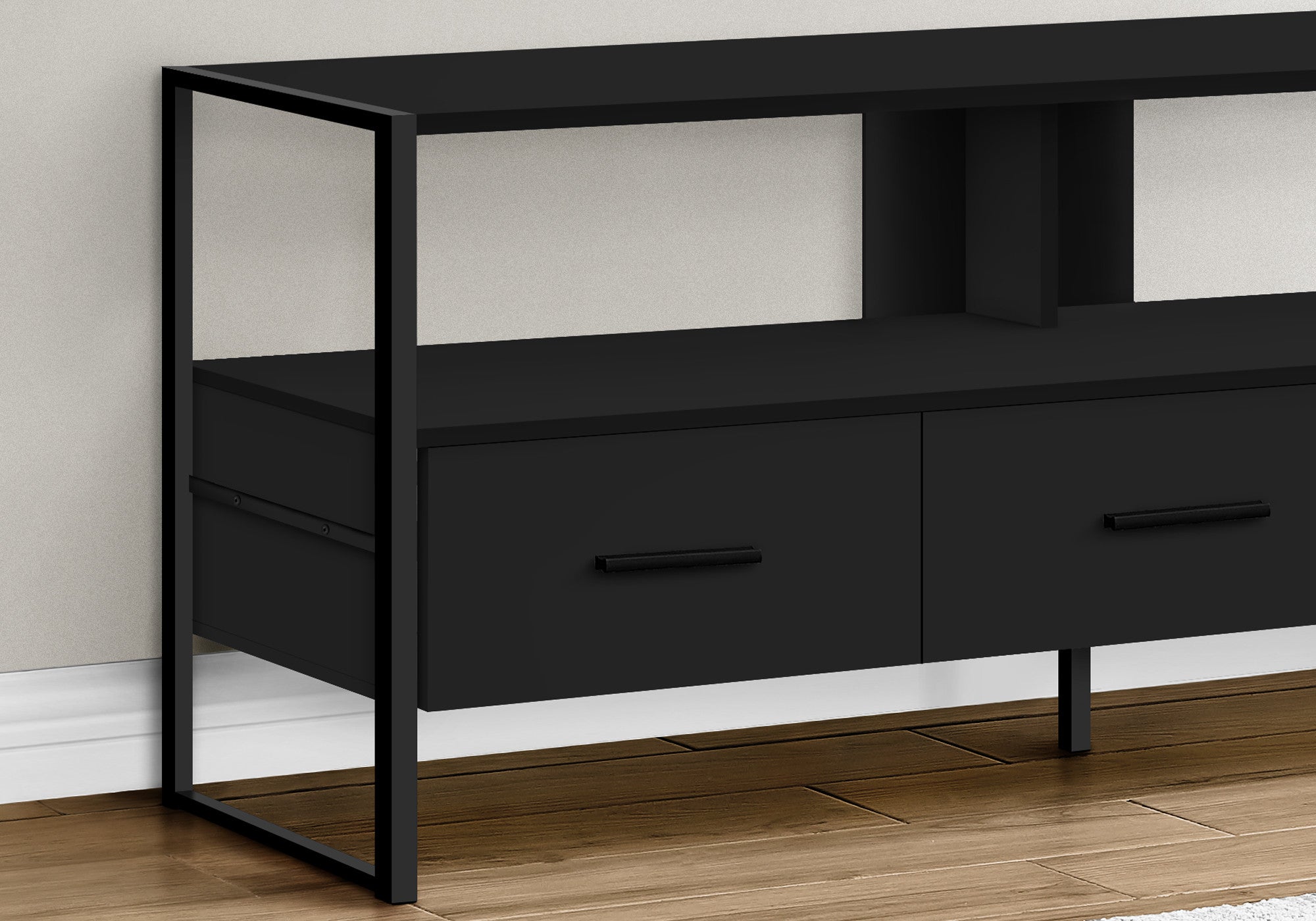 49" Black Cabinet Enclosed Storage TV Stand