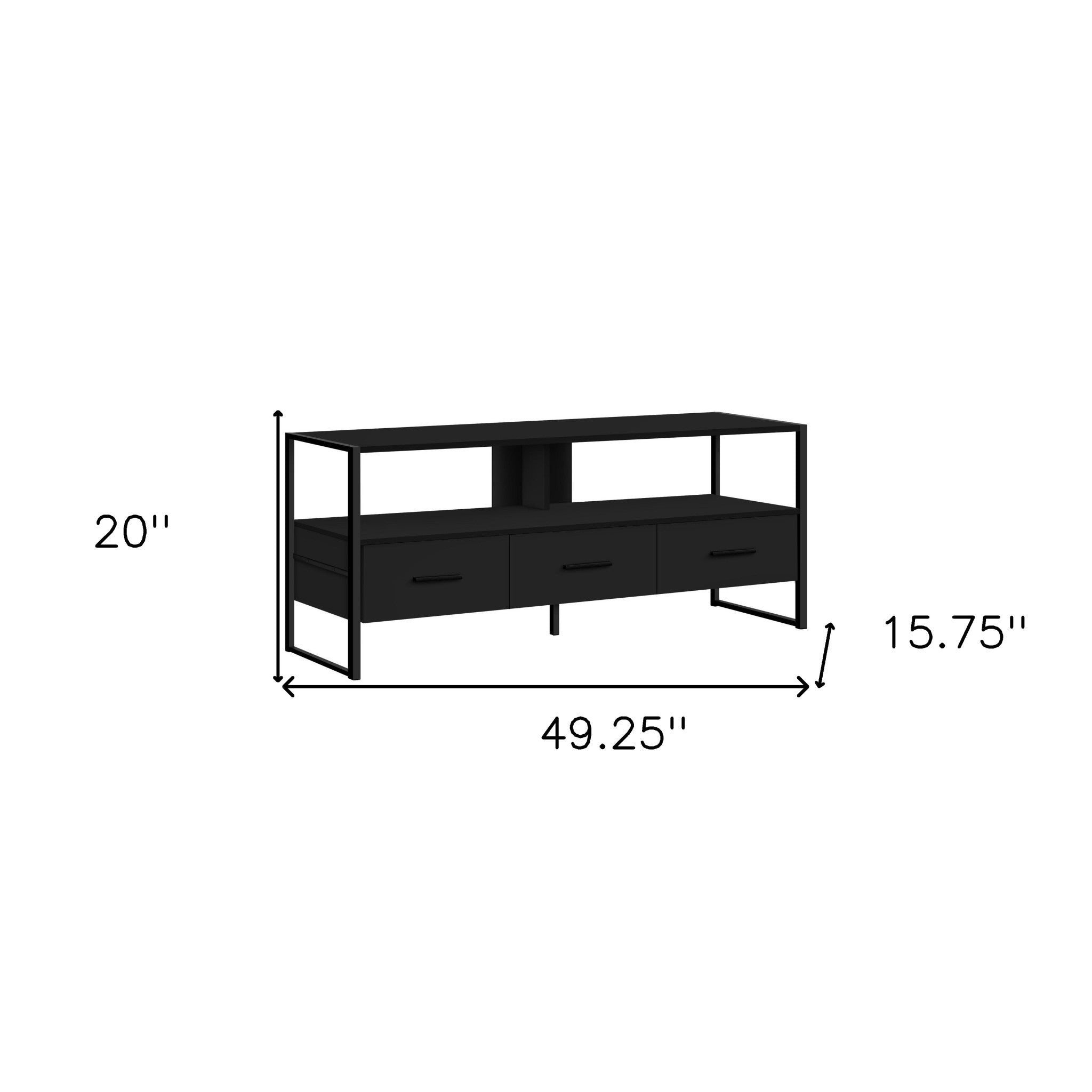 49" Black Cabinet Enclosed Storage TV Stand