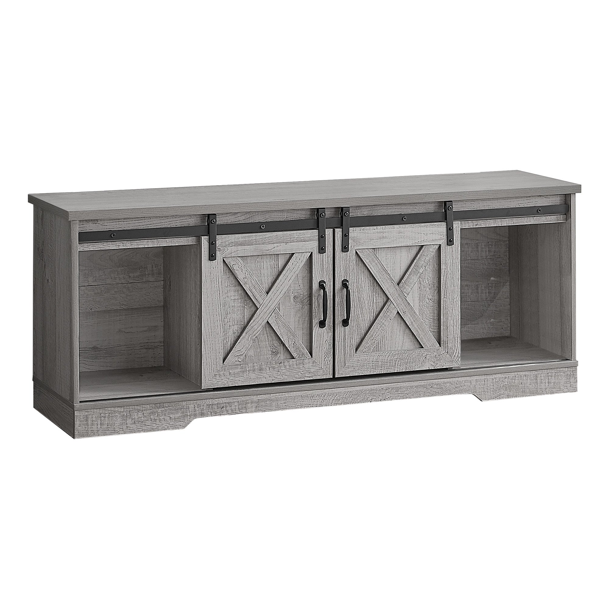 59" Gray Cabinet Enclosed Storage TV Stand