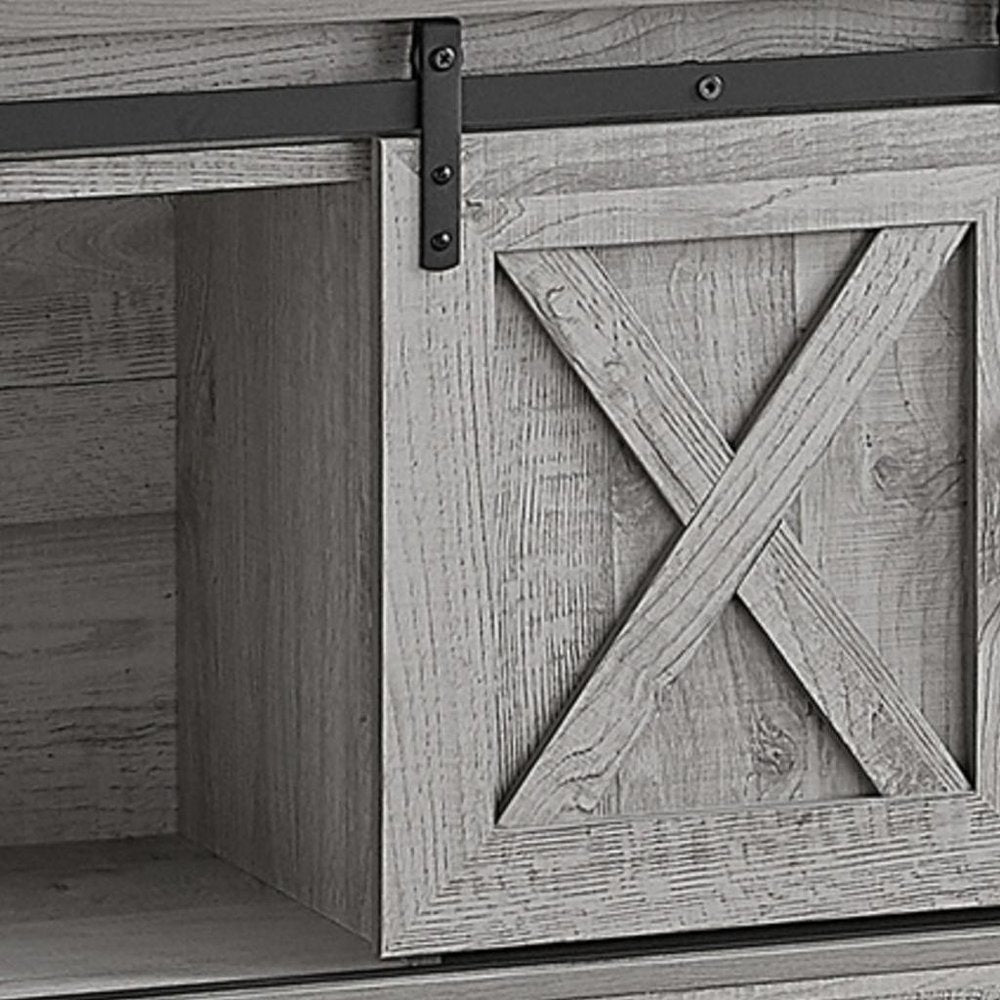 59" Gray Cabinet Enclosed Storage TV Stand