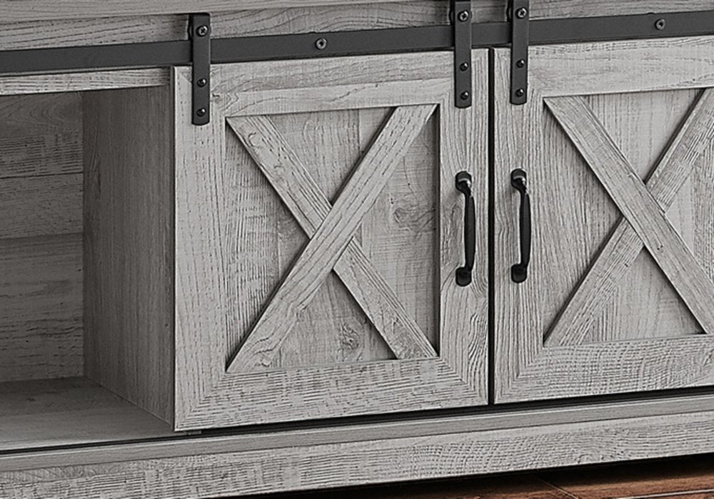 59" Gray Cabinet Enclosed Storage TV Stand