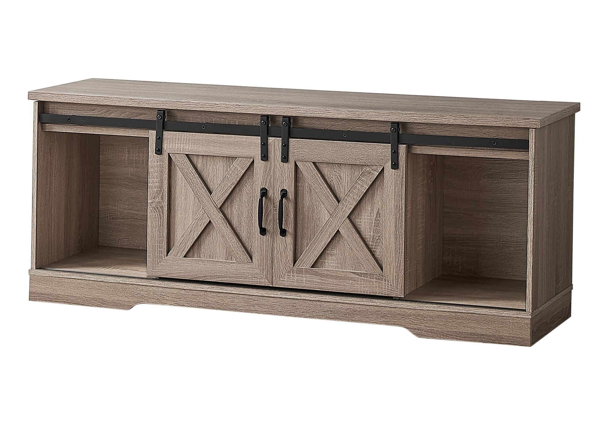 59" Deep Taupe Cabinet Enclosed Storage TV Stand