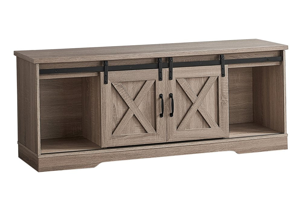 59" Deep Taupe Cabinet Enclosed Storage TV Stand