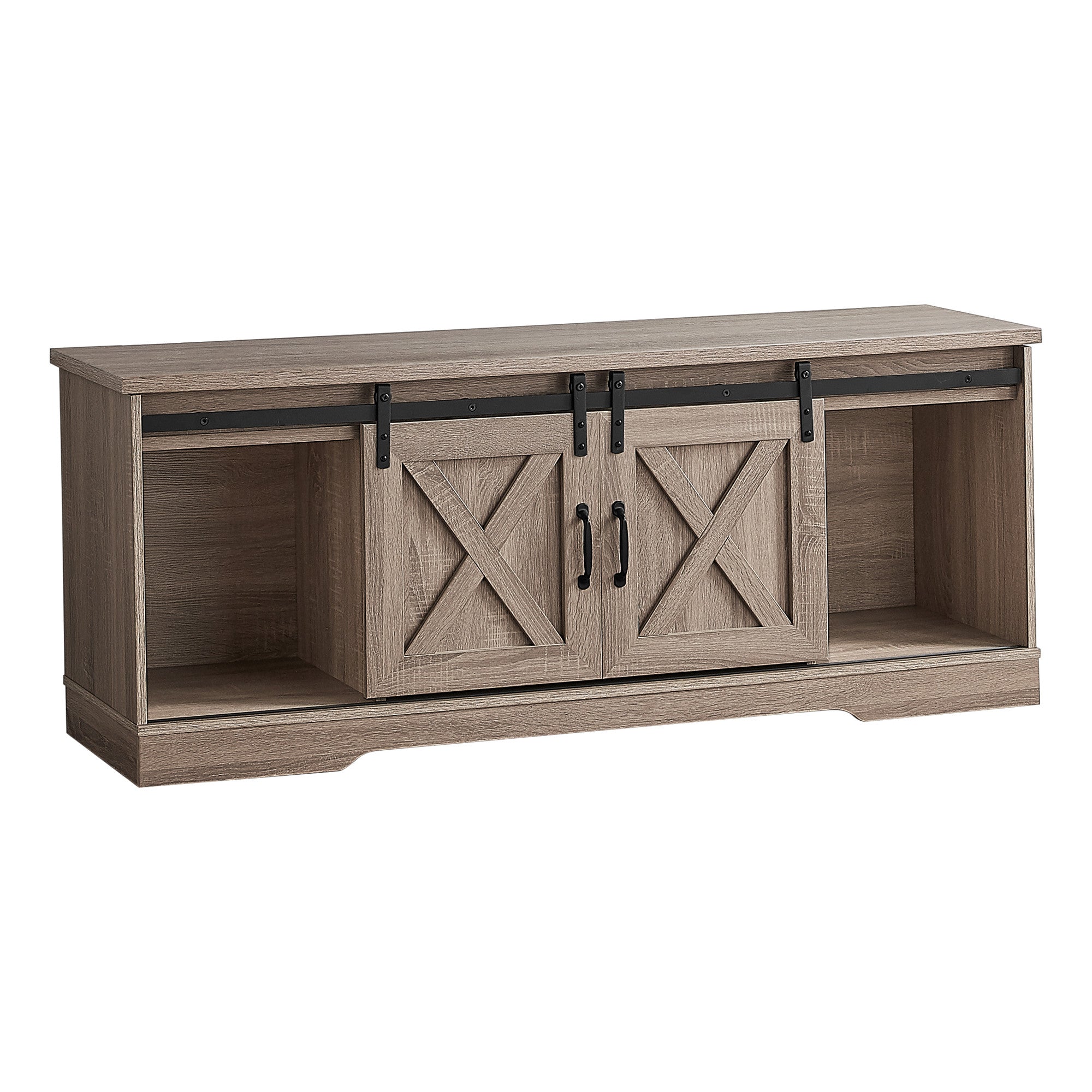 59" Deep Taupe Cabinet Enclosed Storage TV Stand