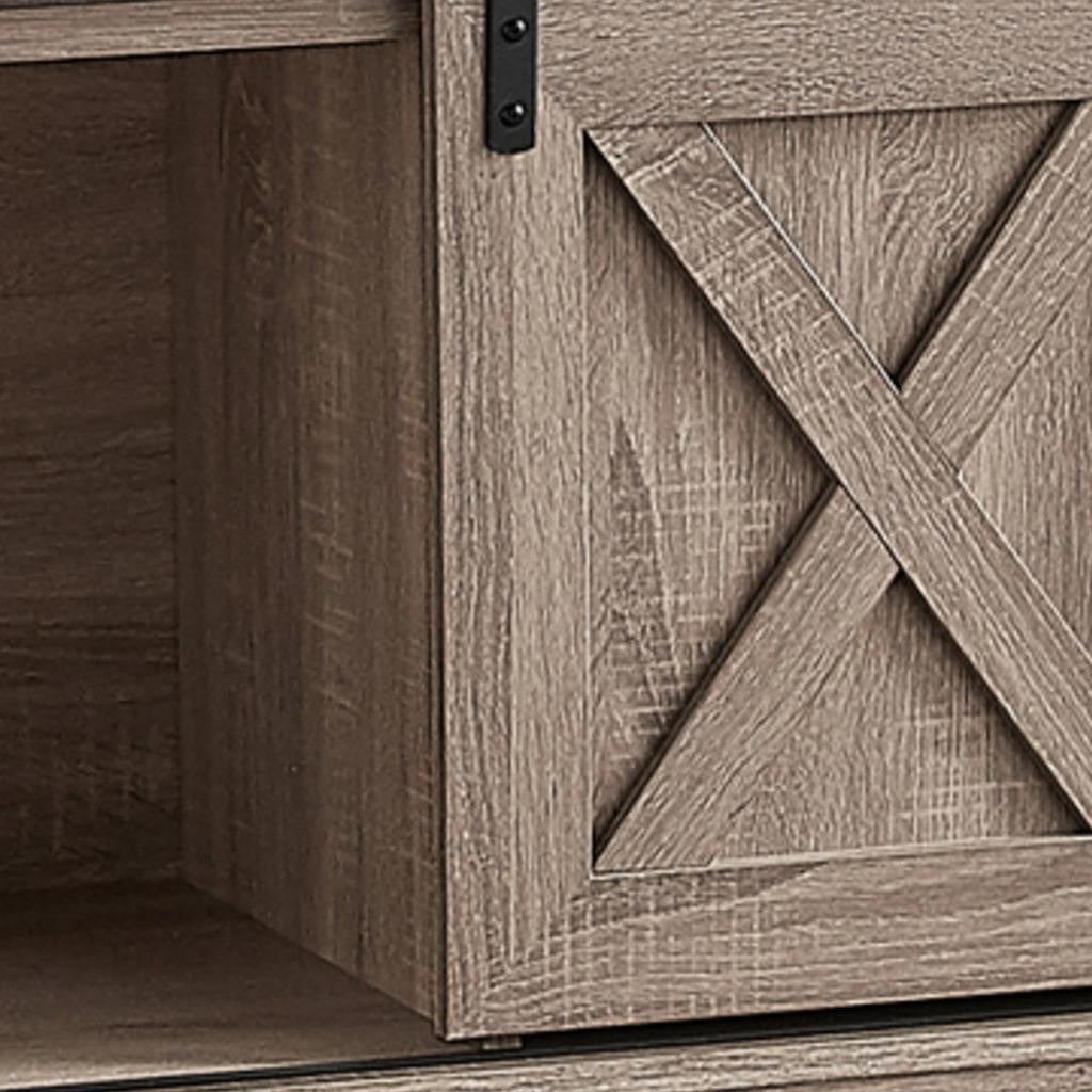 59" Deep Taupe Cabinet Enclosed Storage TV Stand