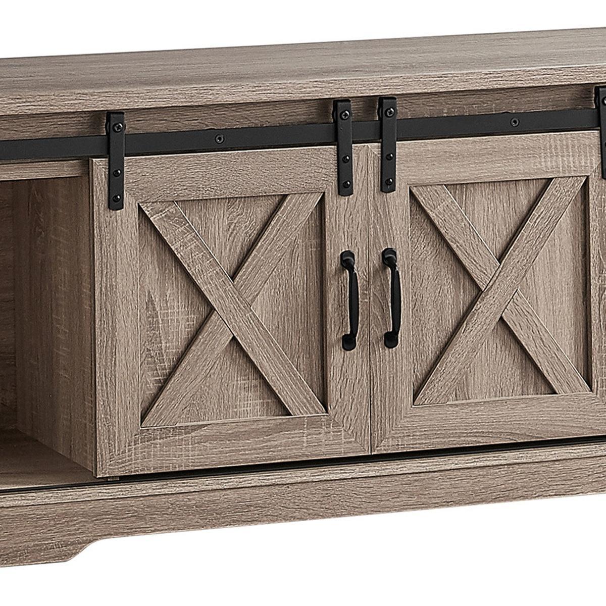59" Deep Taupe Cabinet Enclosed Storage TV Stand