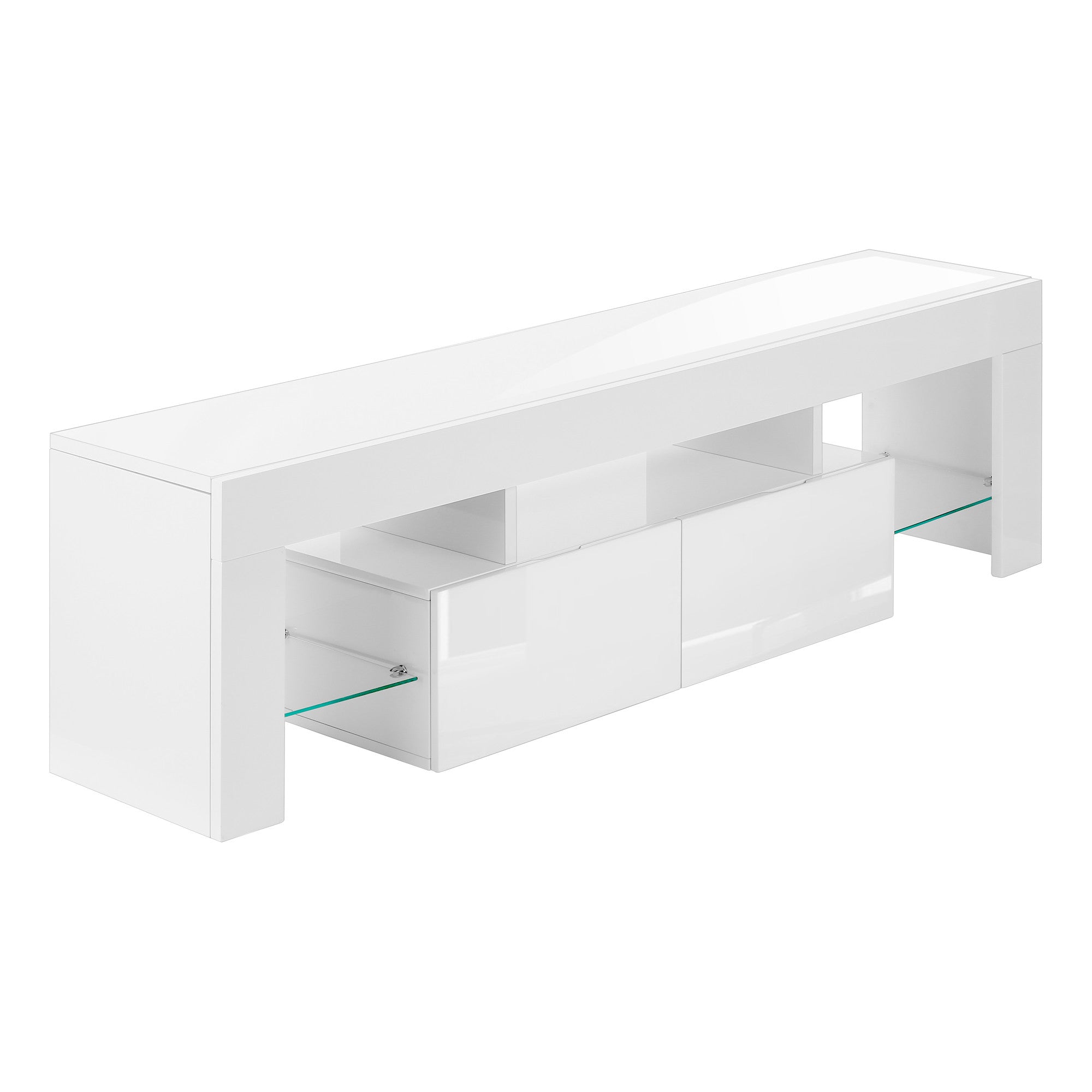 63" White Cabinet Enclosed Storage TV Stand