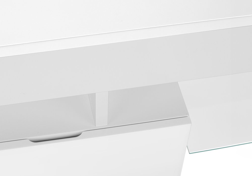63" White Cabinet Enclosed Storage TV Stand