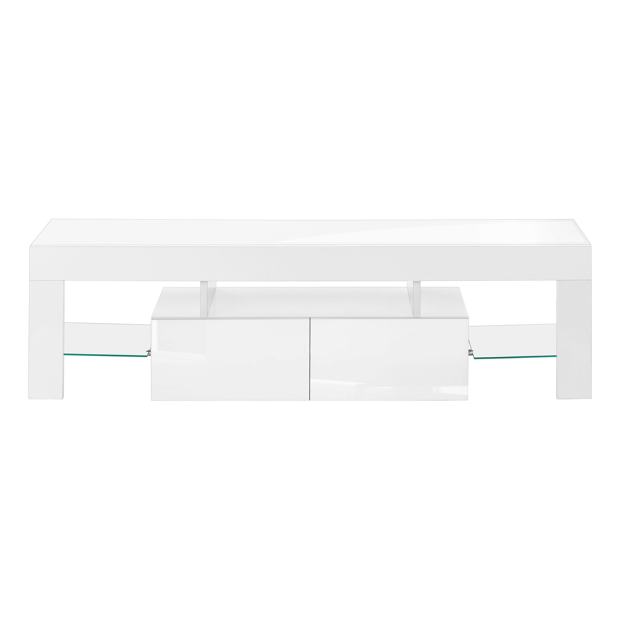 63" White Cabinet Enclosed Storage TV Stand