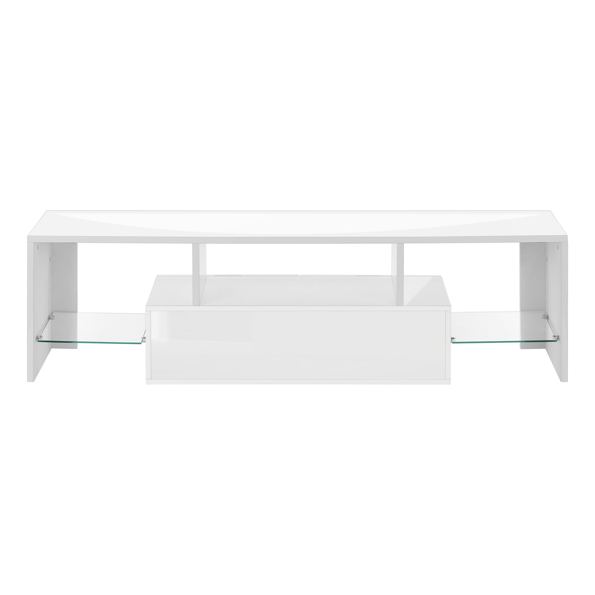 63" White Cabinet Enclosed Storage TV Stand