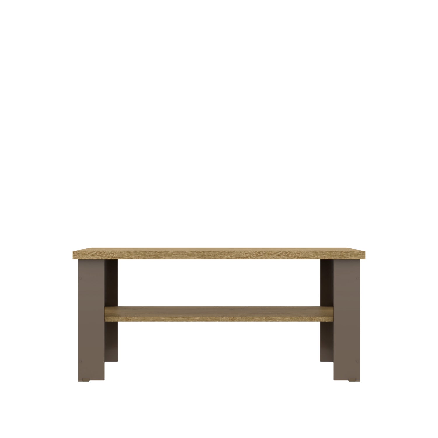 35" Natural And Brown Coffee Table With Shelf