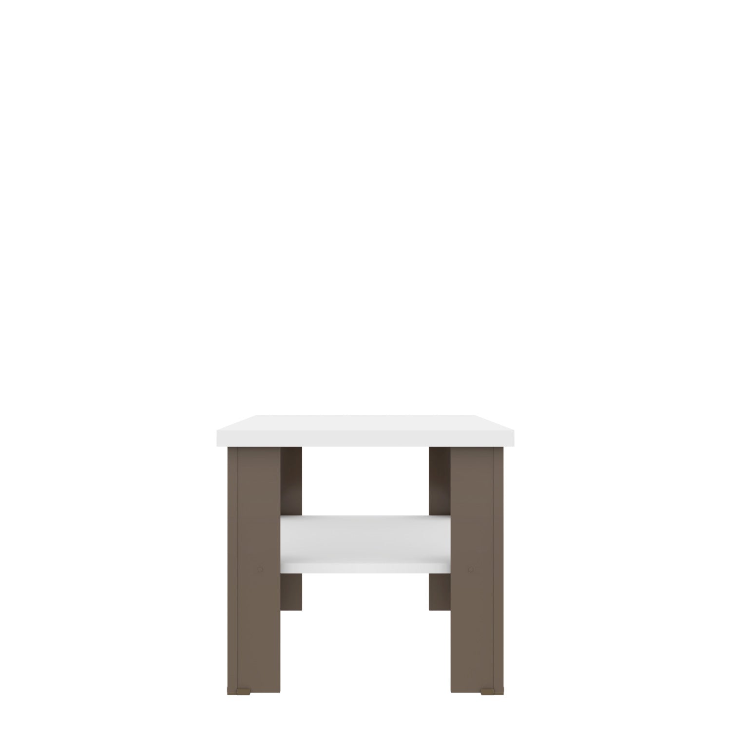 35" White And Light Gray Coffee Table With Shelf