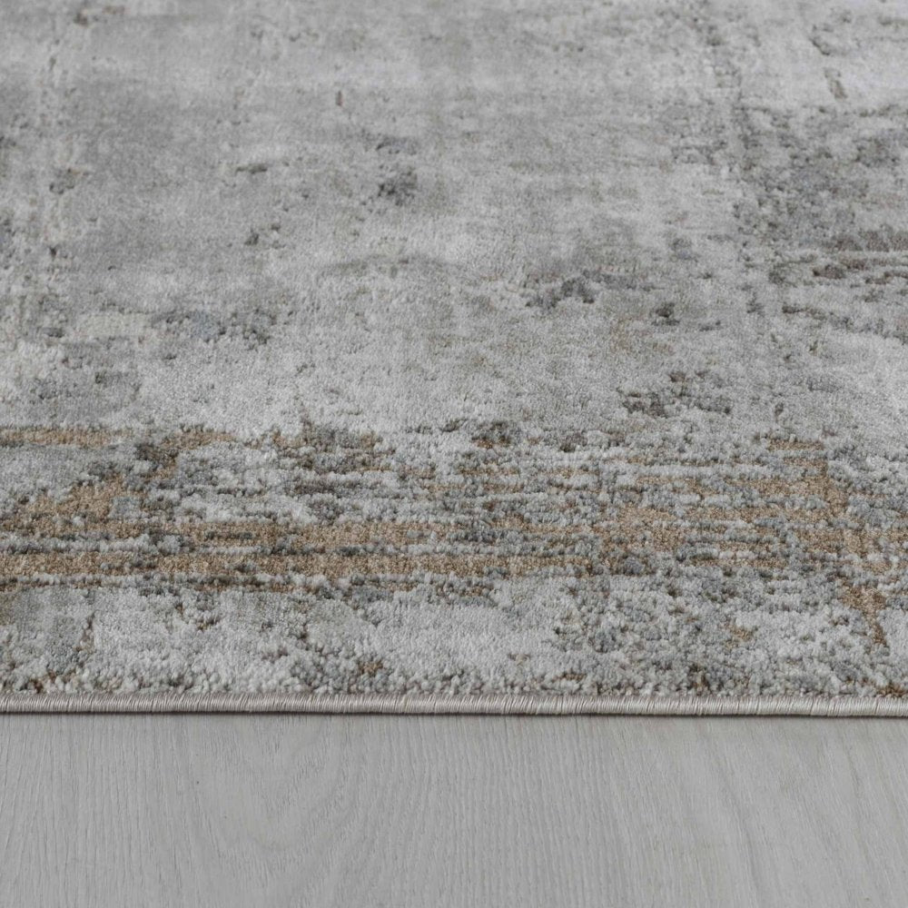 5' X 8' Beige Abstract Power Loom Stain Resistant Area Rug