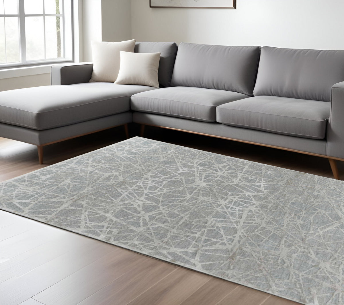 9' X 12' Turquoise Abstract Power Loom Stain Resistant Area Rug