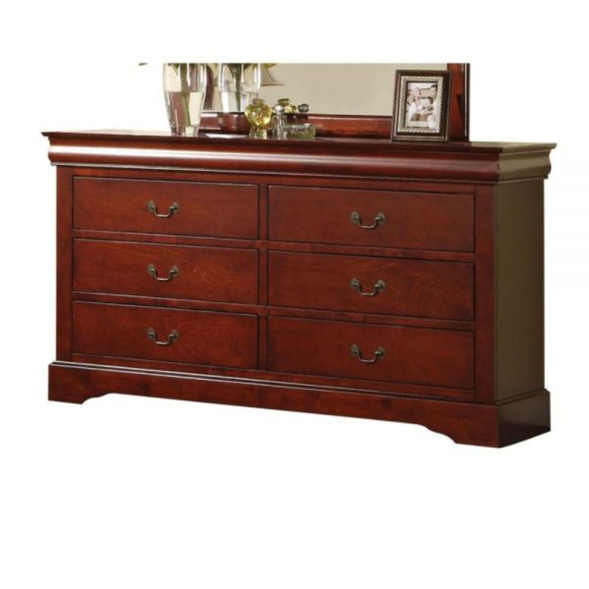 60" Brown Solid and Manufactured Wood Six Drawer Double Dresser