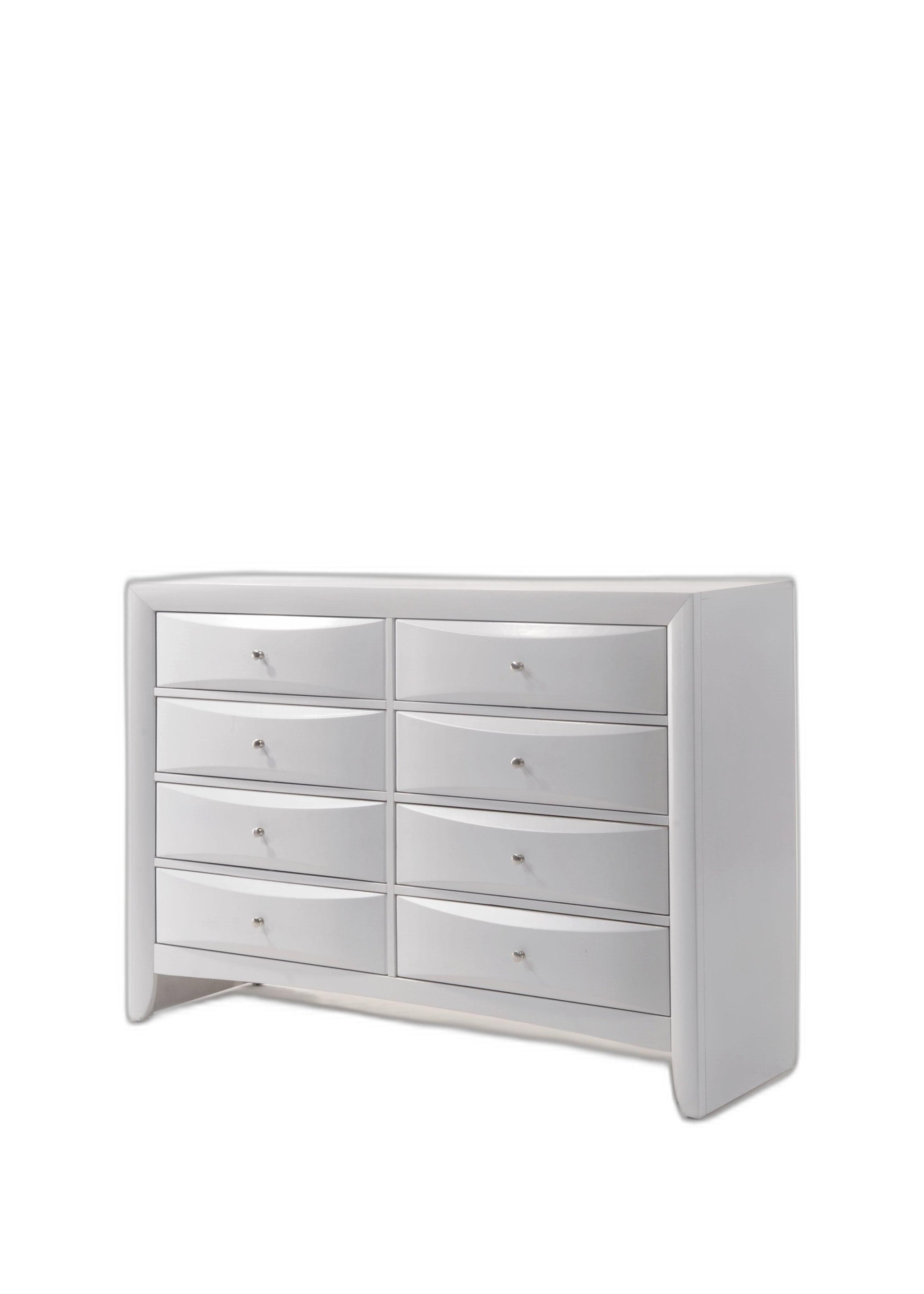 59" White Solid and Manufactured Wood Eight Drawer Double Dresser