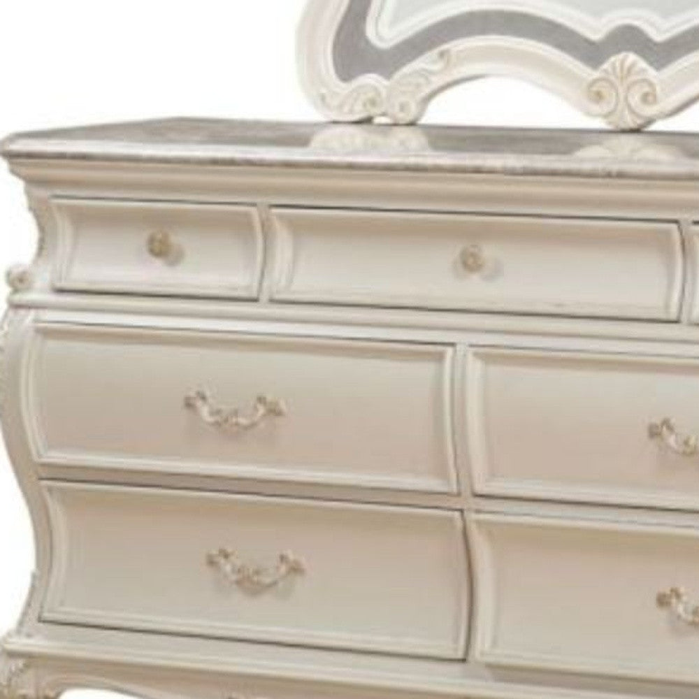 66" Pearl Solid and Manufactured Wood Seven Drawer Triple Dresser