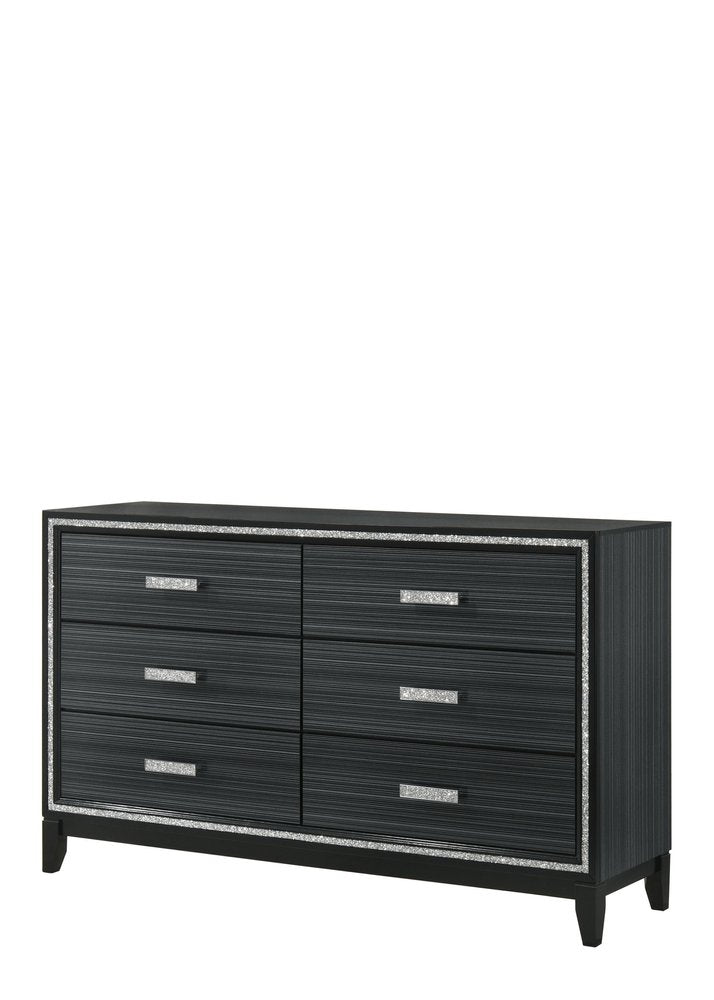 59" Brown Solid and Manufactured Wood Six Drawer Double Dresser