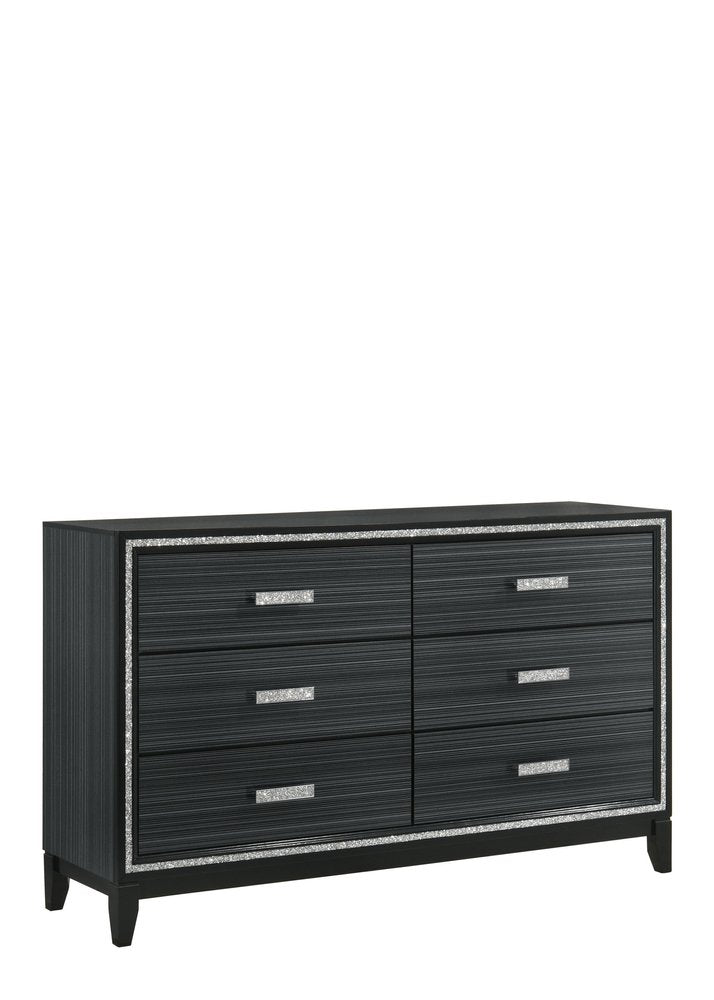 59" Brown Solid and Manufactured Wood Six Drawer Double Dresser