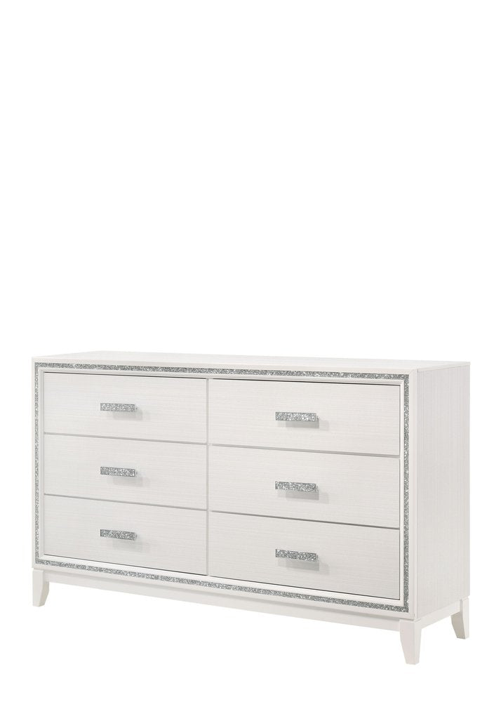 59" Brown Solid and Manufactured Wood Six Drawer Double Dresser