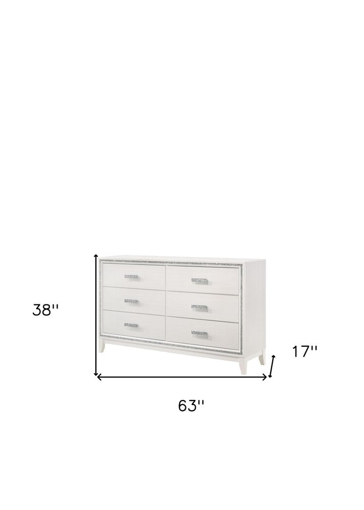59" Brown Solid and Manufactured Wood Six Drawer Double Dresser