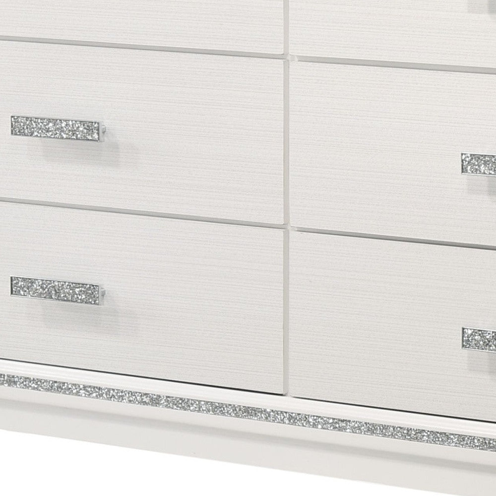 63" White Solid and Manufactured Wood Six Drawer Double Dresser