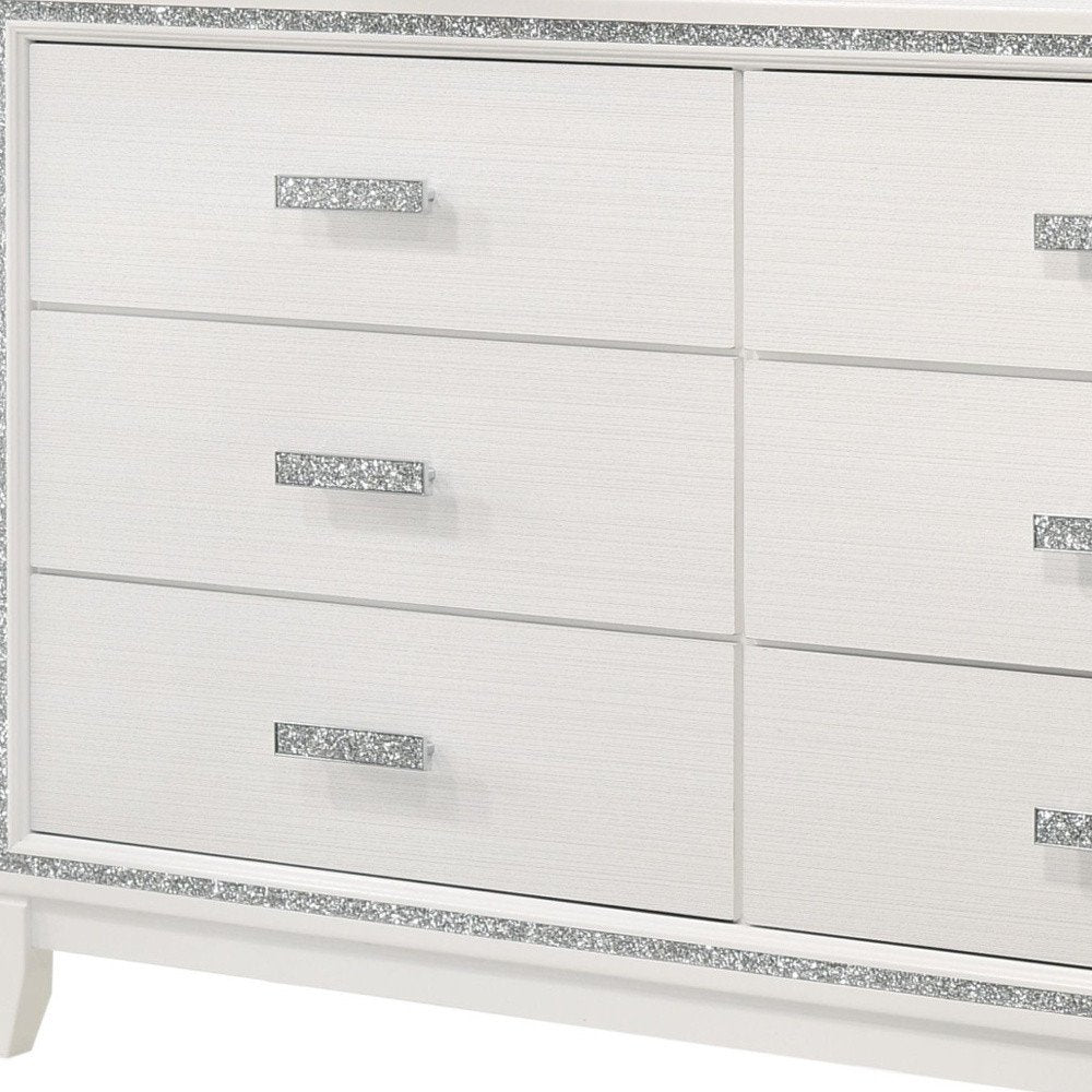 59" Brown Solid and Manufactured Wood Six Drawer Double Dresser