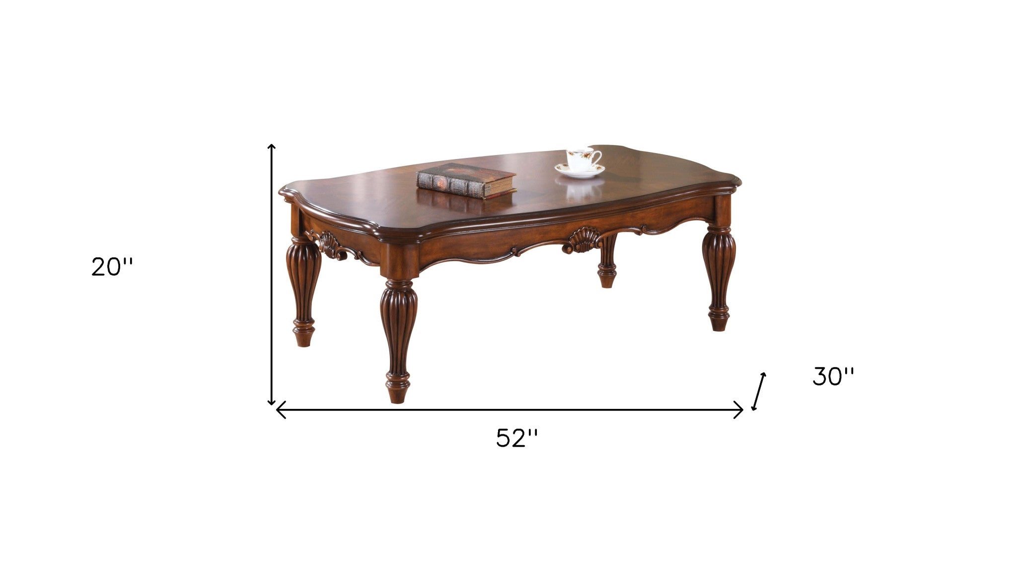 52" Brown Rectangular Coffee Table