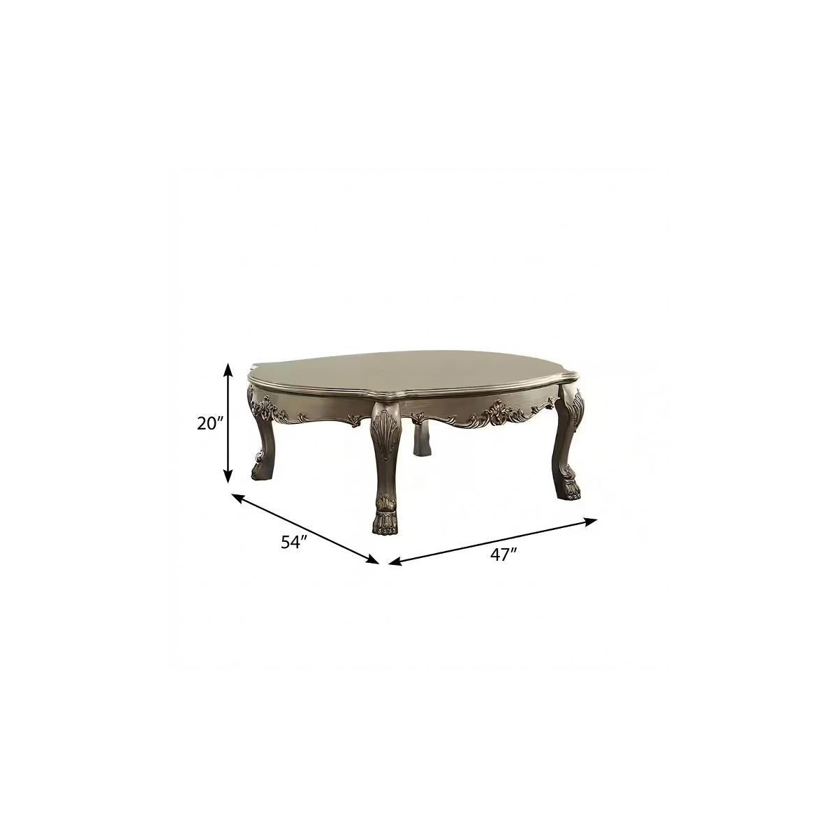 54" Gold and Bone Wood Coffee Table