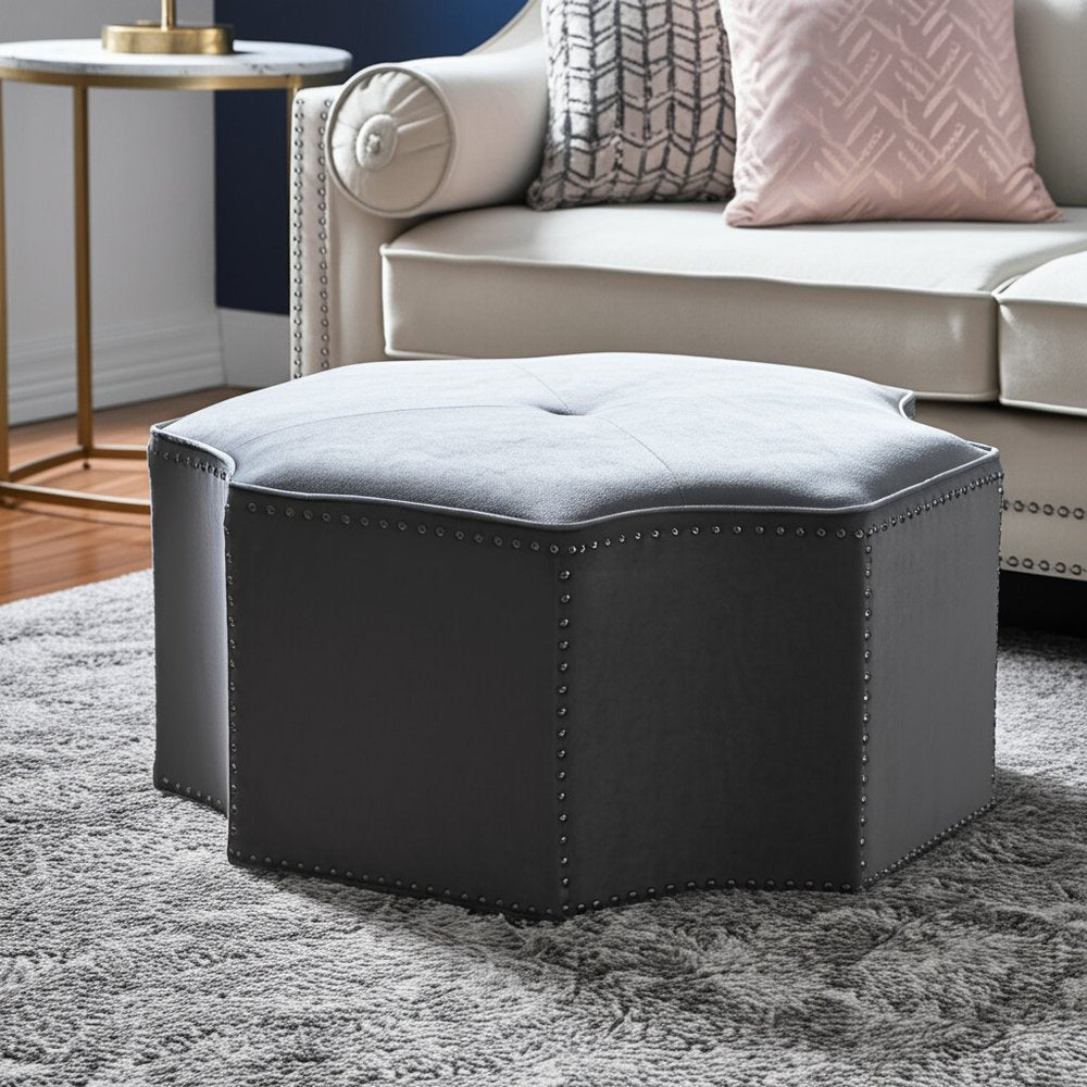33" Black Velvet Specialty Cocktail Ottoman