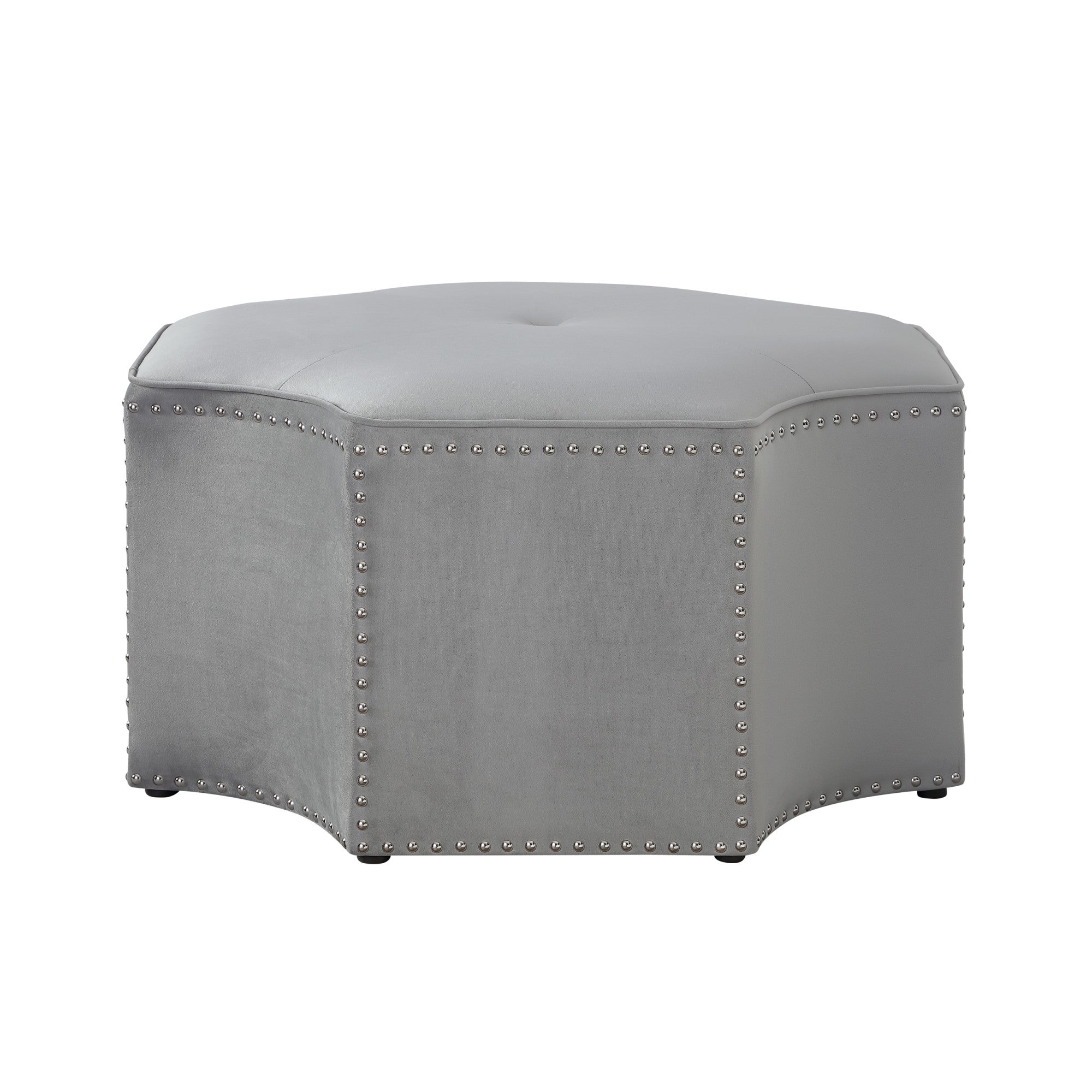 33" Gray Linen Specialty Cocktail Ottoman