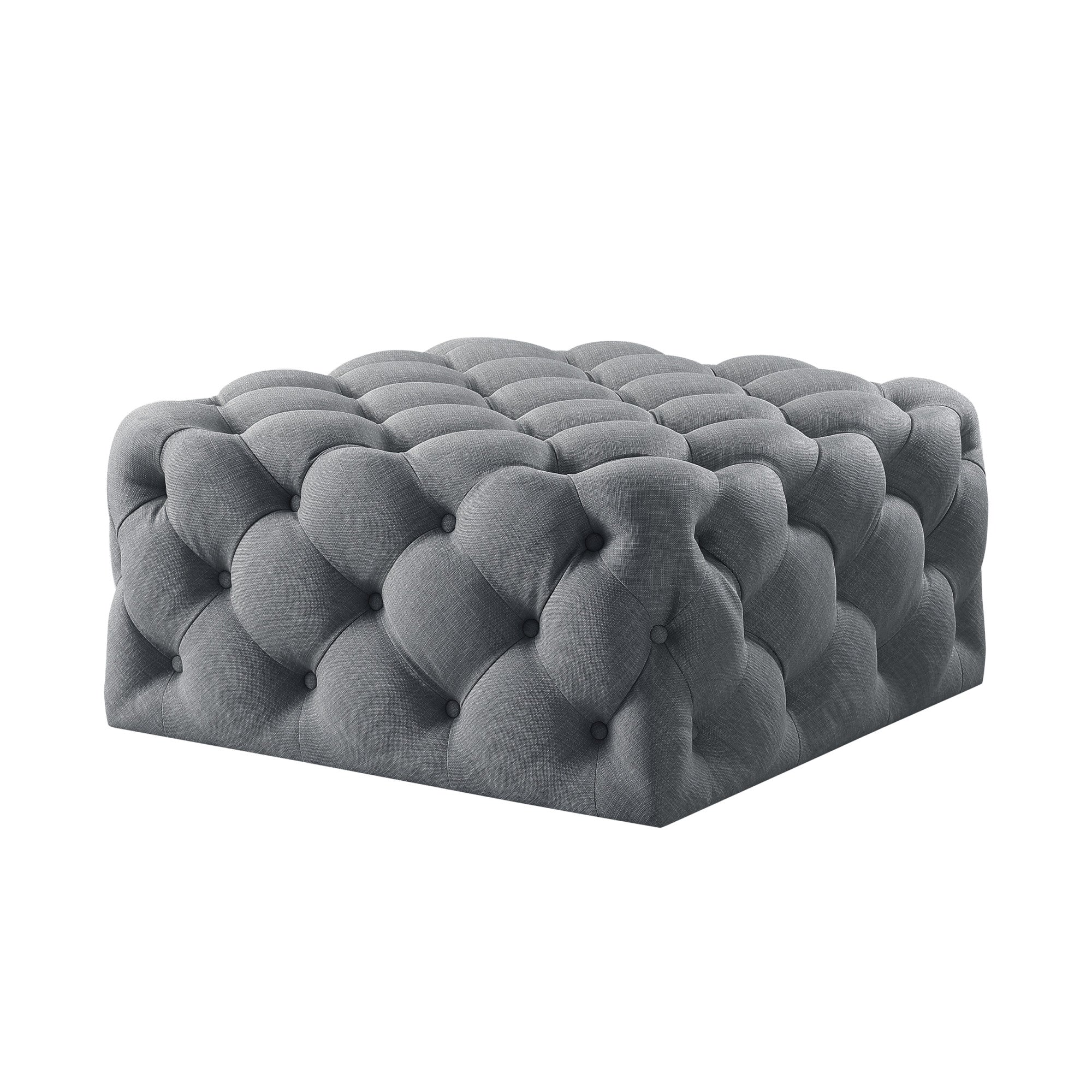 33" Blush Velvet Rolling Tufted Cocktail Ottoman