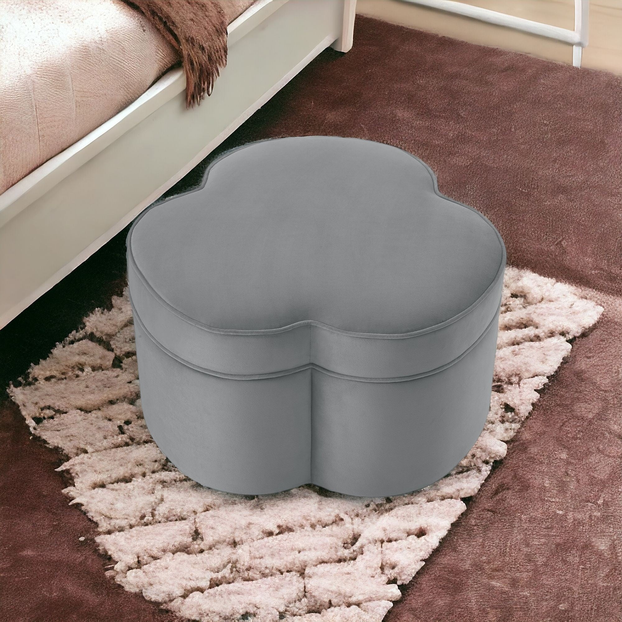 28" Blush Velvet Specialty Cocktail Ottoman