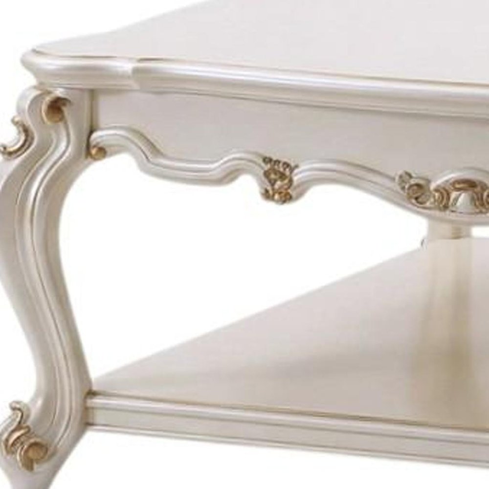 47" Pearl Wood Coffee Table With Shelf