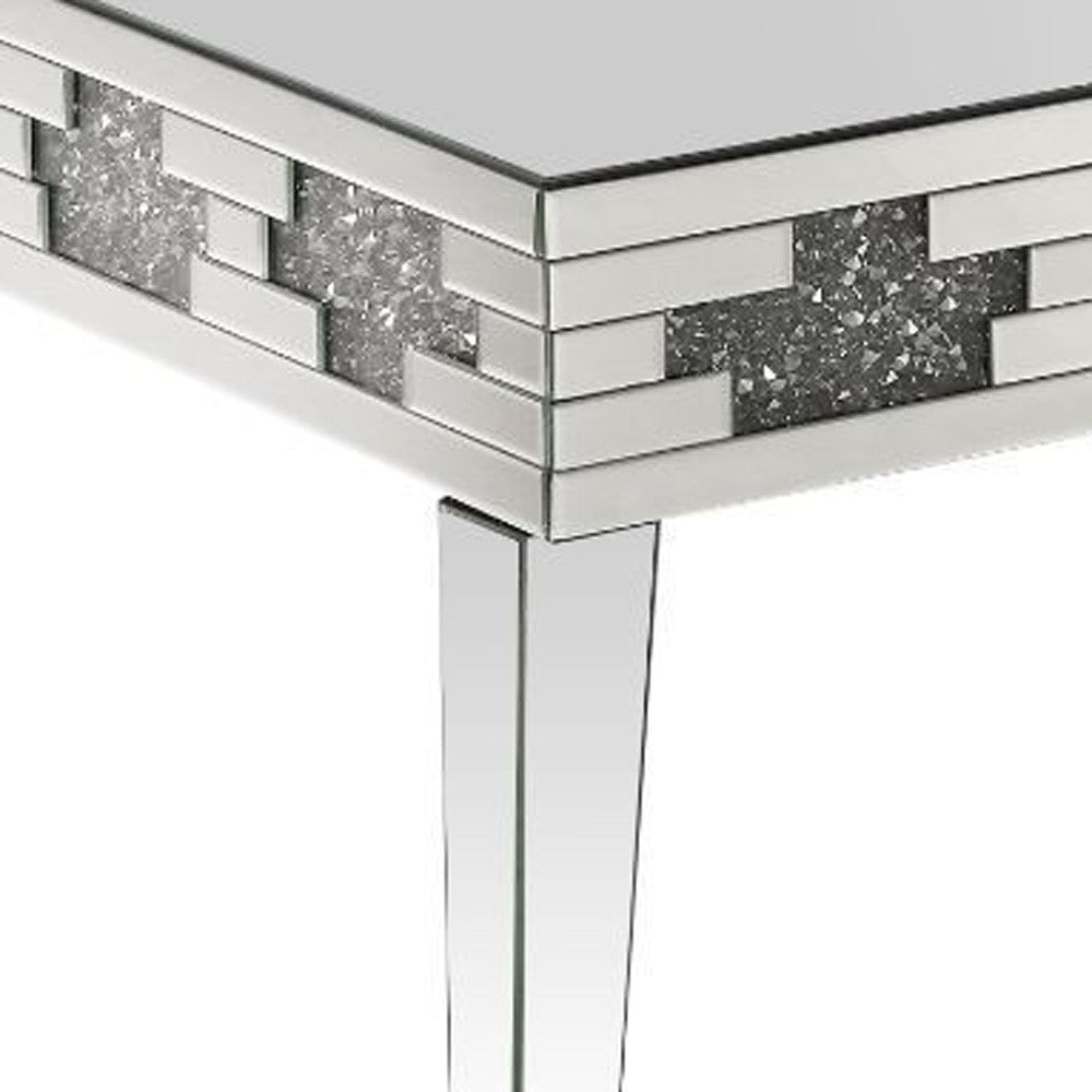 48" Silver Mirrored And Manufactured Wood Rectangular Mirrored Coffee Table