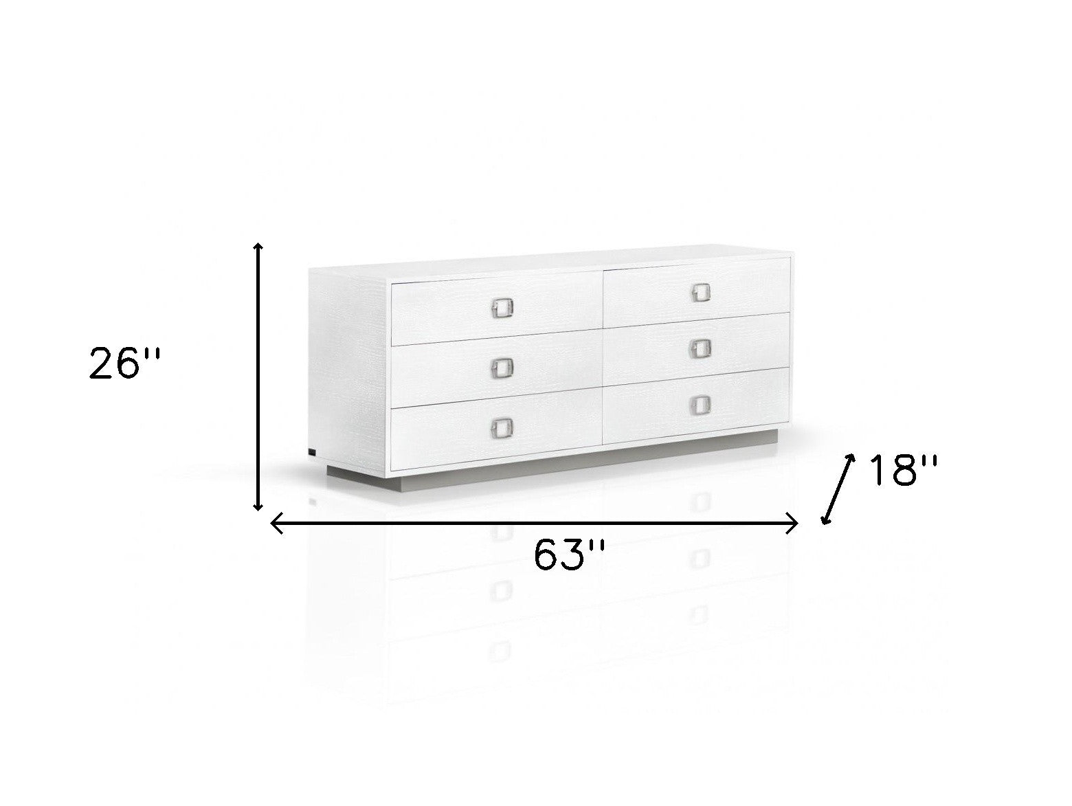 63" White Solid And Manufactured Wood Six Drawer Dresser