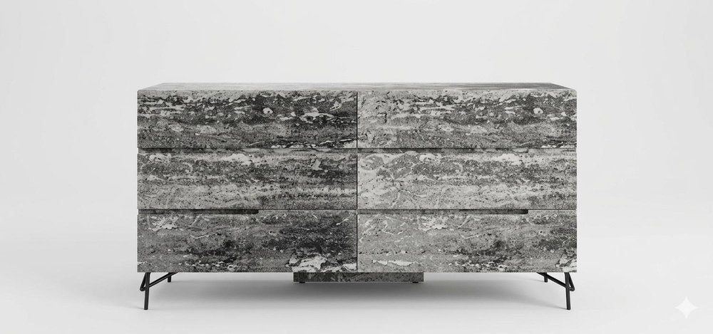 61" Gray Wood Six Drawer Double Dresser