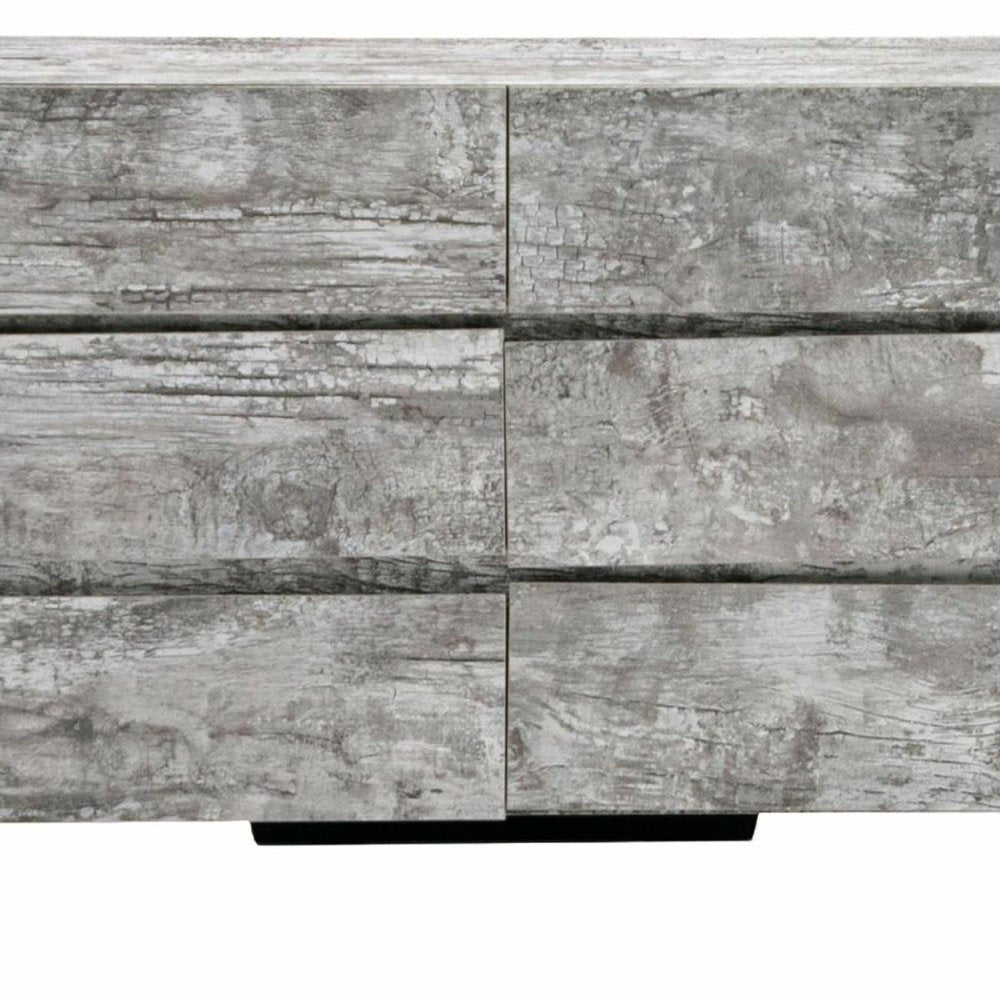 61" Gray Wood Six Drawer Double Dresser