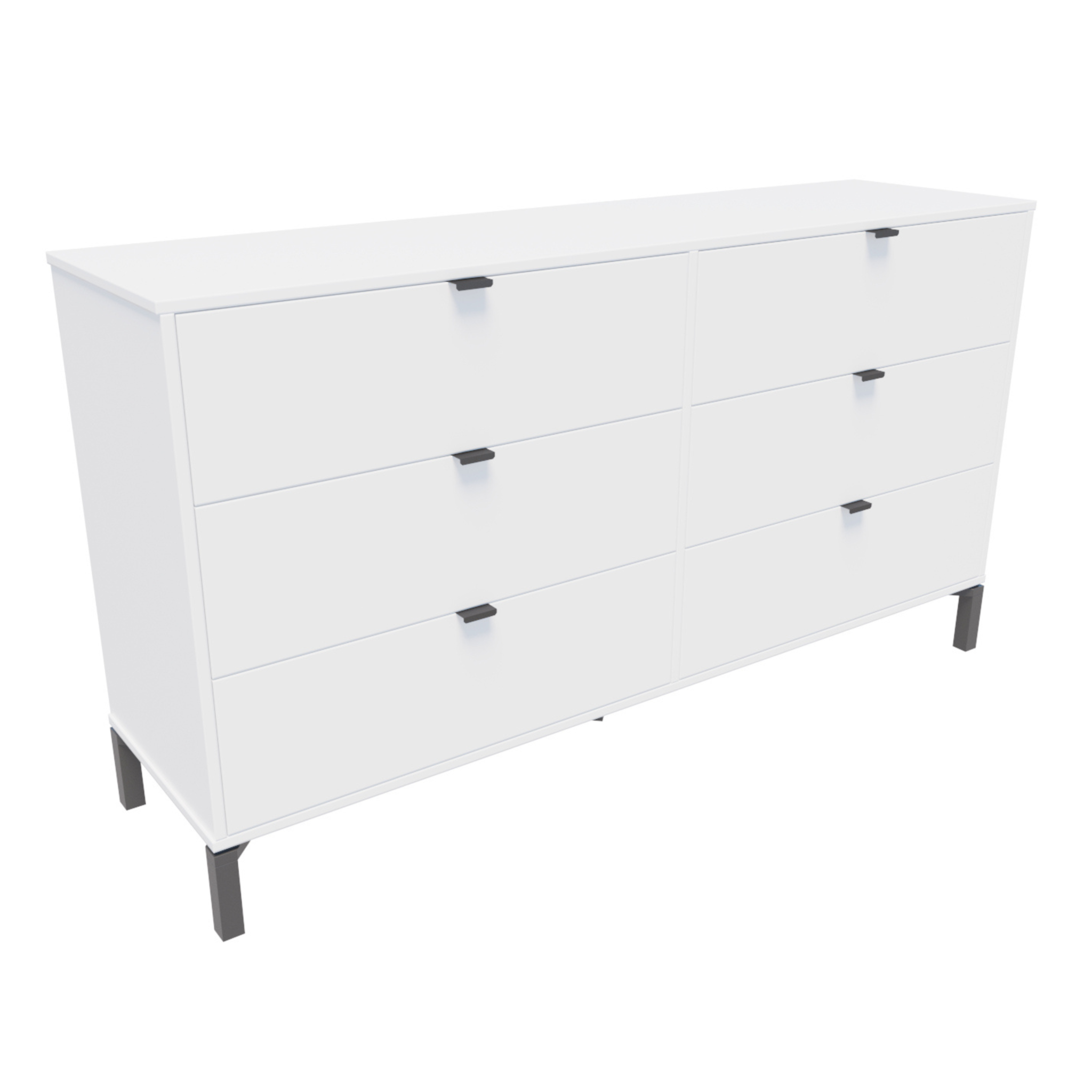 59" White and Black Six Drawer Double Dresser